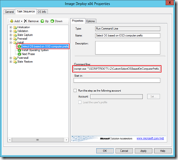 Image Deploy x86 Properties - Select OS based on OSD computer prefix