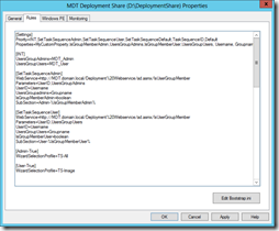 MDT Deployment Share Properties - Rules - Group
