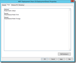 MDT Deployment Share Properties - Rules - UserID